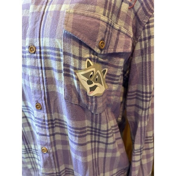 Disney Our Universe Pocahontas Women's Cotton Multicolor Plaid Shirt. Sz M - Picture 7 of 12